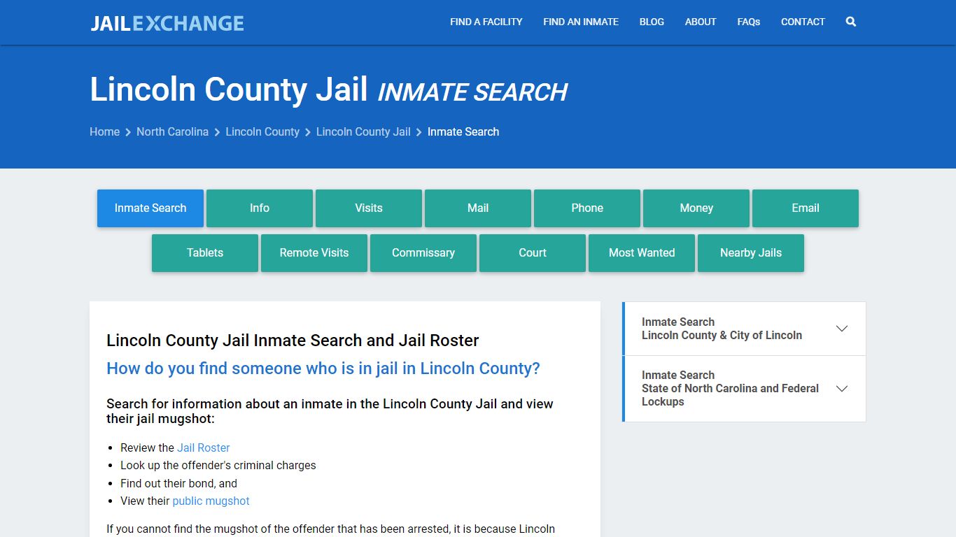Inmate Search: Roster & Mugshots - Lincoln County Jail, NC